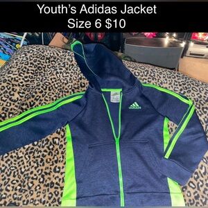 Kids Adidas Zip Up Hooded Jacket